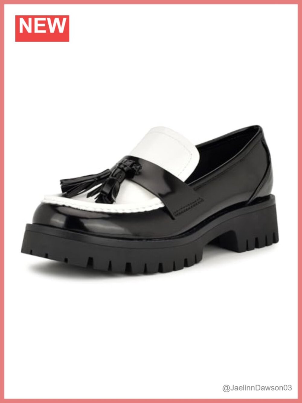 Nine West Garry Lug Sole Loafer with Tassel Leather Slip On